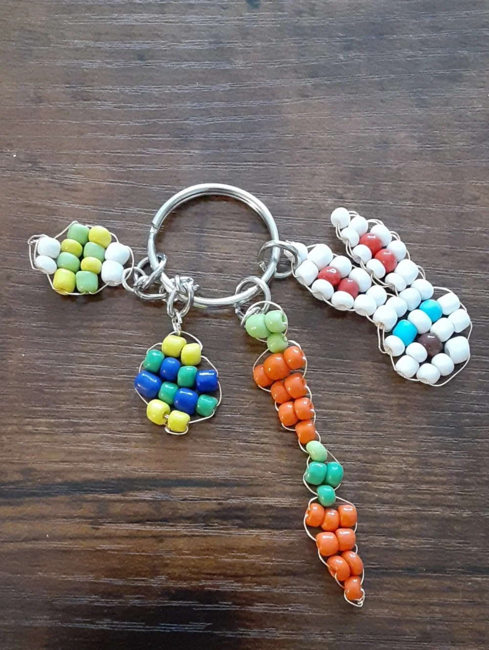 Beaded Multi-Color Keychain Bunny Charm Set made by @nanasei_okami